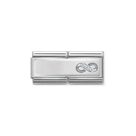 Composable DOUBLE Classic SIMBOLOS acero, circ y plata 925 Infinito con circonita