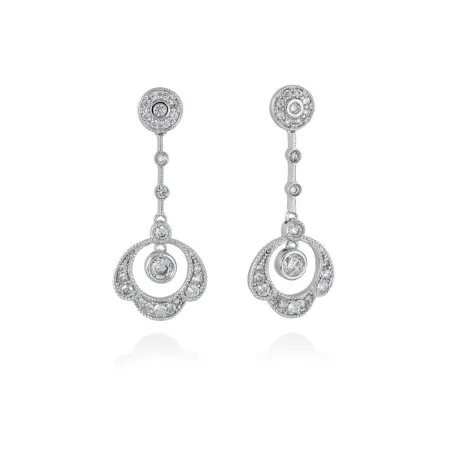 Pendientes Marina García Novia Plata Baño Rodio y Circonitas Blancas 90327PB