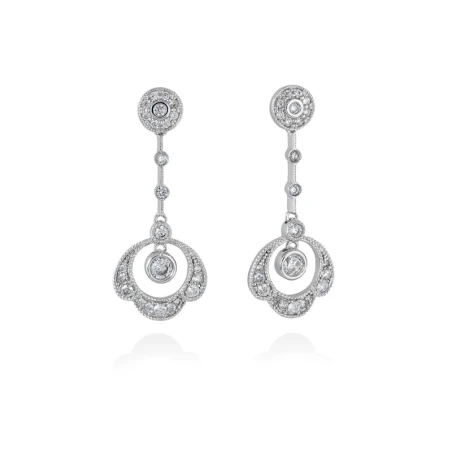 Pendientes Marina García Novia Plata Baño Rodio y Circonitas Blancas 90327PB