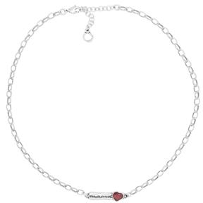 Gargantilla Ciclón Ternura Mamá Baño Plata y Corazón Cristal Rosa 242800-09