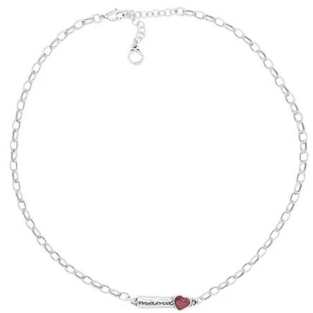 Gargantilla Ciclón Ternura Mamá Baño Plata y Corazón Cristal Rosa 242800-09