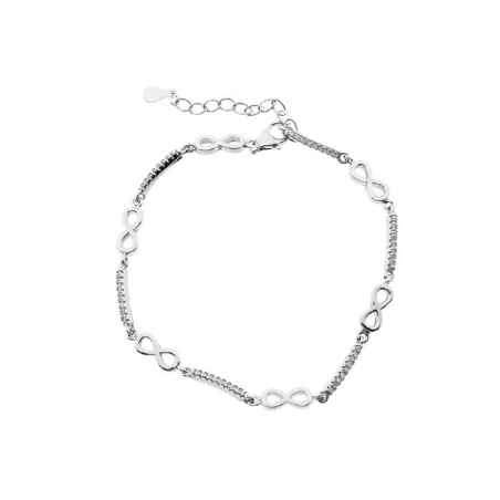 Pulsera Mujer Plata Baño Rodio Infinitos y Circonitas PR-2005