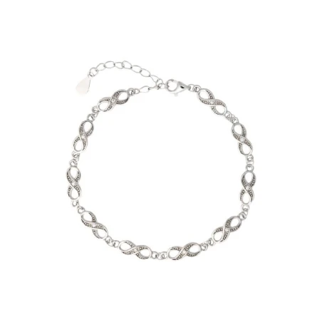Pulsera Infinitos Plata Baño Rodio y Circonitas Transparentes PR-256BB