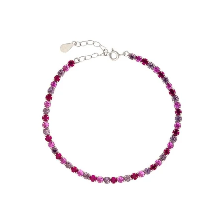 Pulsera Plata Baño Rodio y Circonitas Fucsia PR-261BC