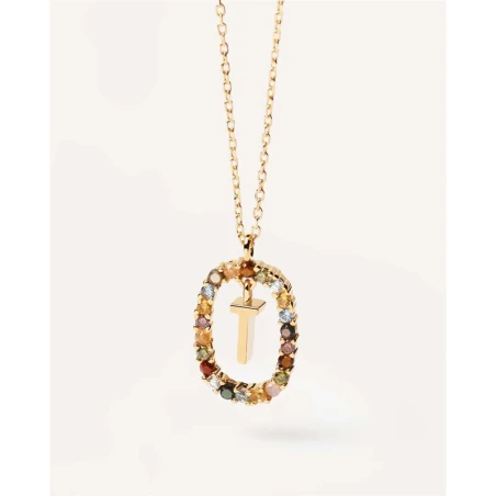 Gargantilla PdPaola Letra T Mujer Plata Baño Oro CO01-279-U