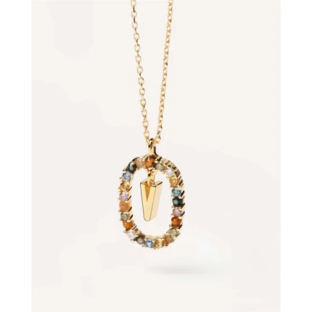 Gargantilla PdPaola Letra V Mujer Plata Baño Oro CO01-281-U