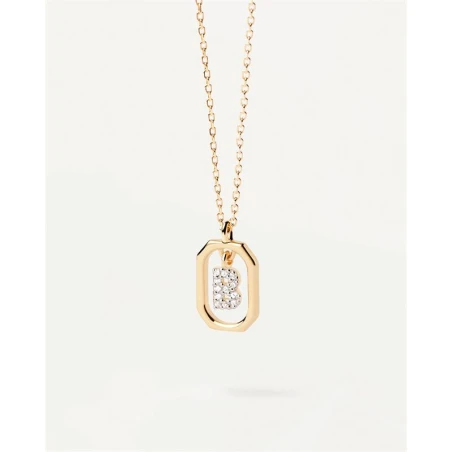 Gargantilla PdPaola Letters Plata Baño Oro y Circonitas Letra B CO01-513-U