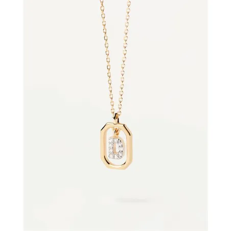 Gargantilla PdPaola Letters Plata Baño Oro  y Circonitas Letra D CO01-515-U