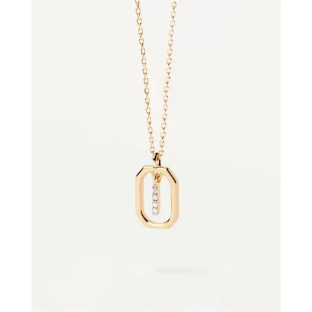 Gargantilla PdPaola Letters Plata Baño Oro  y Circonitas Letra I CO01-520-U