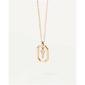 Gargantilla PdPaola Letters Plata Baño Oro y Circonitas Letra Y CO01-536-U