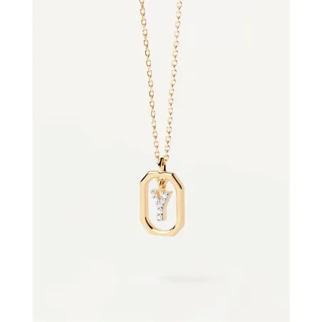 Gargantilla PdPaola Letters Plata Baño Oro y Circonitas Letra Y CO01-536-U