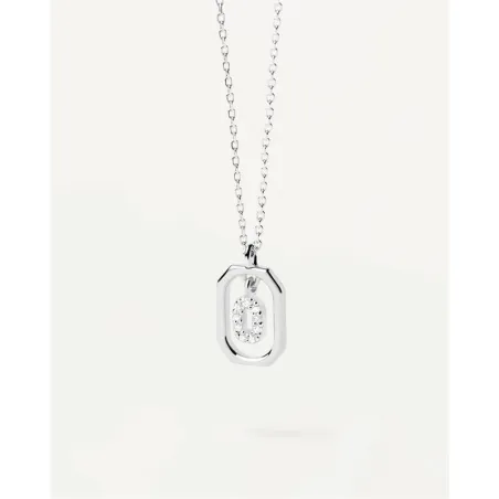 Gargantilla PdPaola Letters Plata Baño Rodio y Circonitas Letra O CO02-526-U