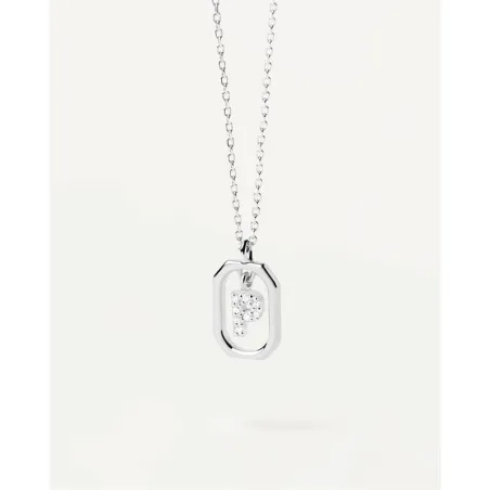 Gargantilla PdPaola Letters Plata Baño Rodio  y Circonitas Letra P CO02-527-U