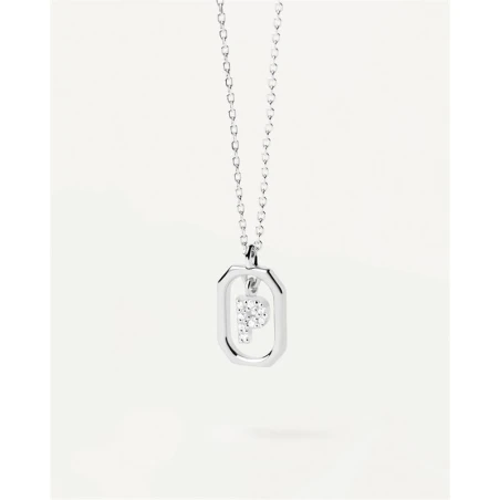 Gargantilla PdPaola Letters Plata Baño Rodio y Circonitas Letra P CO02-527-U