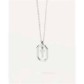 Gargantilla PdPaola Letters Plata Baño Rodio  y Circonitas Letra T CO02-531-U