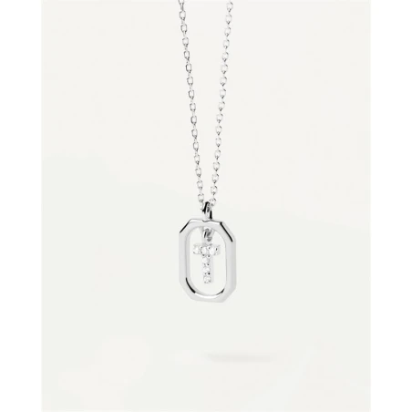 Gargantilla PdPaola Letters Plata Baño Rodio y Circonitas Letra T CO02-531-U