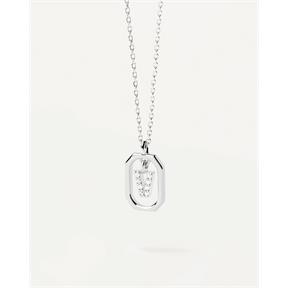 Gargantilla PdPaola Letters Plata Baño Rodio  y Circonitas Letra V CO02-533-U