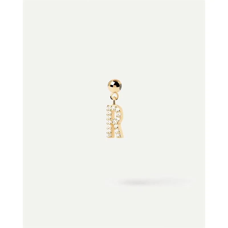 Charm Colgante PdPaola Letra R Plata Baño Oro y Circonitas Blancas CH01 ...