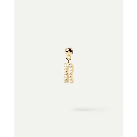 Charm Colgante PdPaola Letra R Plata Baño Oro y Circonitas Blancas CH01-067-U
