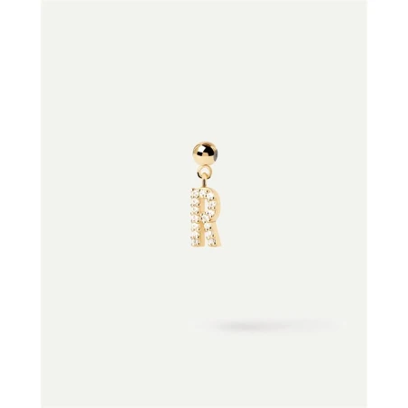 Charm Colgante PdPaola Letra R Plata Baño Oro y Circonitas Blancas CH01-067-U