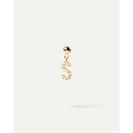 Charm Colgante PdPaola Letra S Plata Baño Oro y Circonitas Blancas CH01-068-U