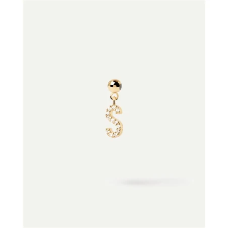 Charm Colgante PdPaola Letra S Plata Baño Oro y Circonitas Blancas CH01-068-U