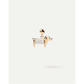 Charm Colgante PdPaola Perro Plata Baño Oro y Circonitas blancas CH01-080-U