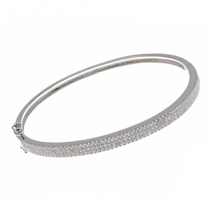 Pulsera Salvatore Mujer Plata Baño Rodio y Circonitas Blancas 183P0009