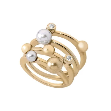 Anillo Majorica Bubbles Plata Baño Oro, Perlas y Chatón 10554.34.1.915.010.1