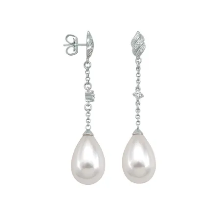 Pendientes Largos Majorica Exquisite Plata y Perla 12mm 15905.01.2.000.010.1