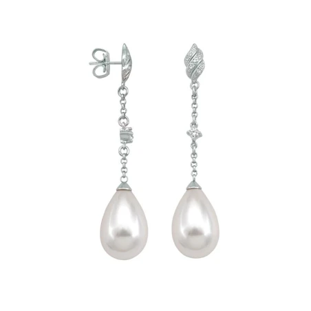 Pendientes Largos Majorica Exquisite Plata y Perla 12mm 15905.01.2.000.010.1