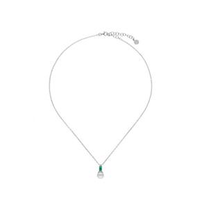 Gargantilla Majorica Selene Plata Baño Rodio, Circointa Verde y Perla 8mm 17270.01.2.N42.530.1