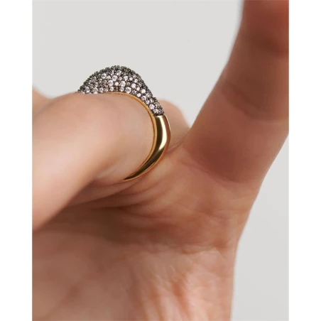 Anillo PdPaola Duna Plata Baño Oro y Circontias Blancas
