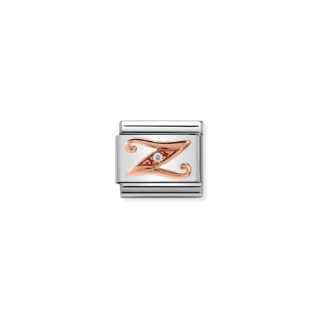 Composable Classic LETRAS en acero, circones y oro 9K Z