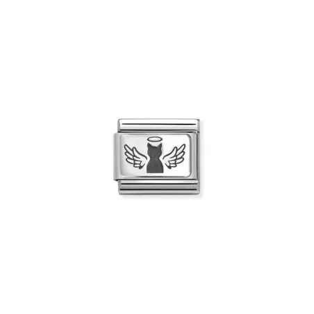 Composable Classic PLACAS (IC) en acero y plata 925 Gato con alas