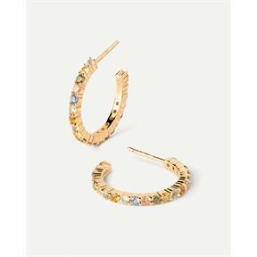 Pendientes PdPaola Aro Rainbow Plata Baño Oro y Circonitas Multicolor AR01-B96-U