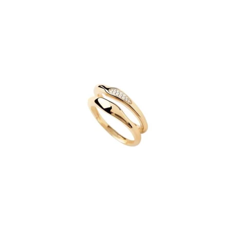 Set Anillos PdPaola Onda Plata Baño Oro y Circonitas Blancas AN01-C21