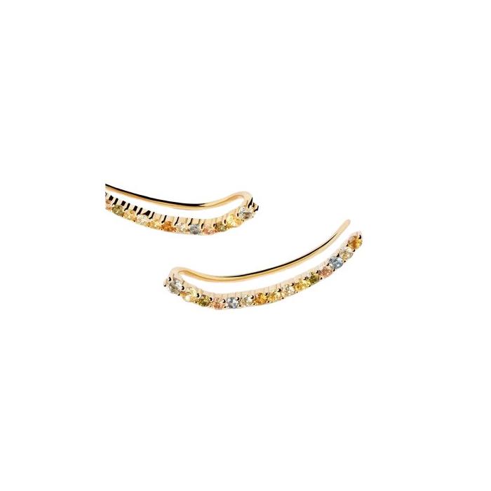 Pendientes Trepadores PdPaola Rainbow Plata Baño Oro y Circonitas Multicolor AR01-B99-U