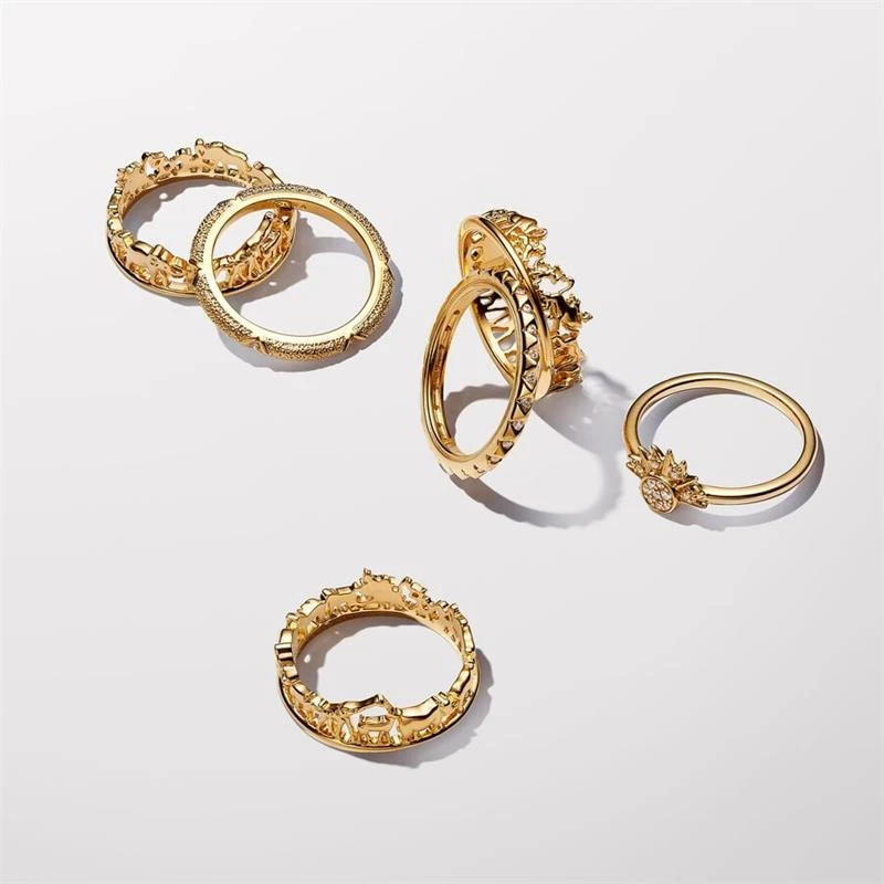Anillo Pandora Me Textura y Gemas Baño Oro 163322C01