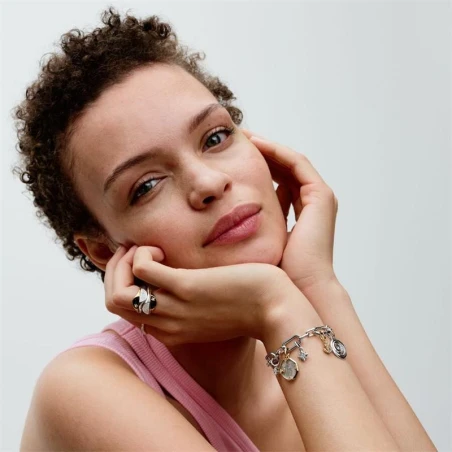 Anillo Pandora Me Mitad Sello Esmaltado Baño Oro 163325C01