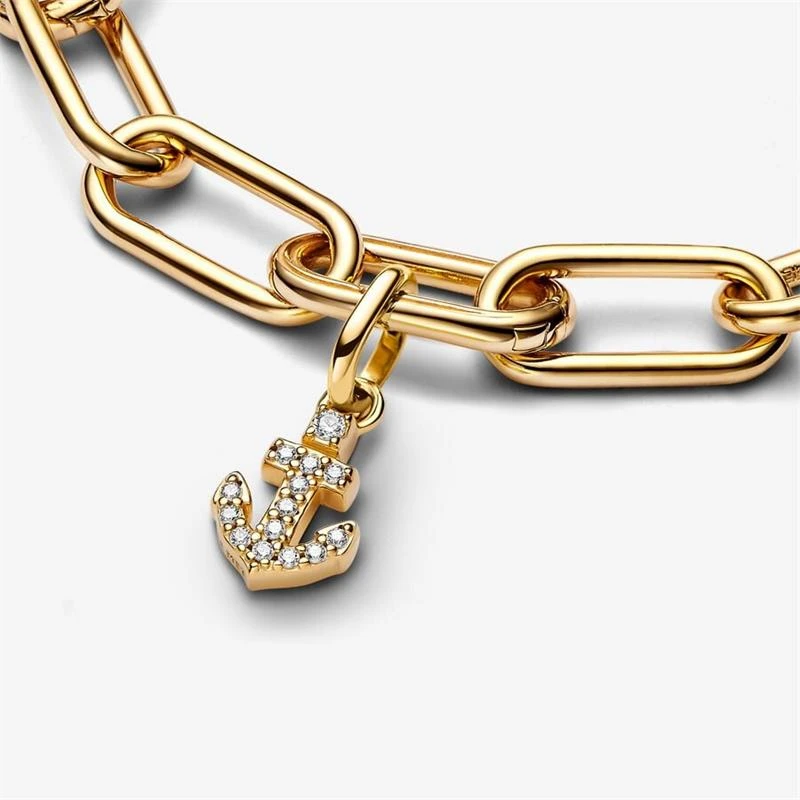 Anchor 14k gold-plated mini dangle with clear cubic zirconia
