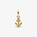 Anchor 14k gold-plated mini dangle with clear cubic zirconia