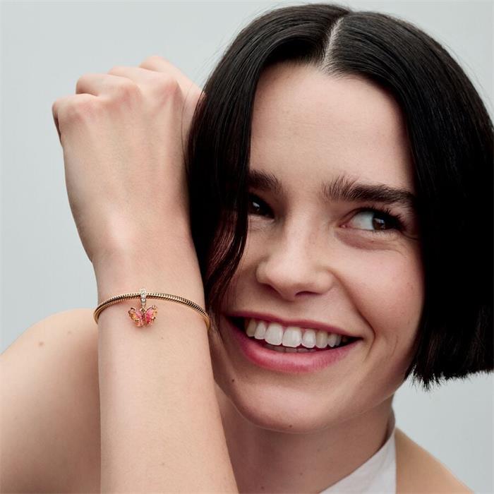 Charm Colgante Pandora Mariposa Cristal Murano Rosa y Amarillo 782698C01