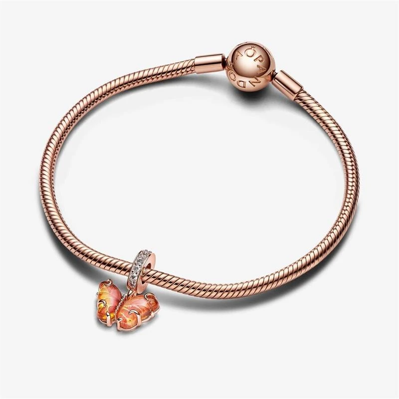 Charm Colgante Pandora Mariposa Cristal Murano Rosa y Amarillo 782698C01