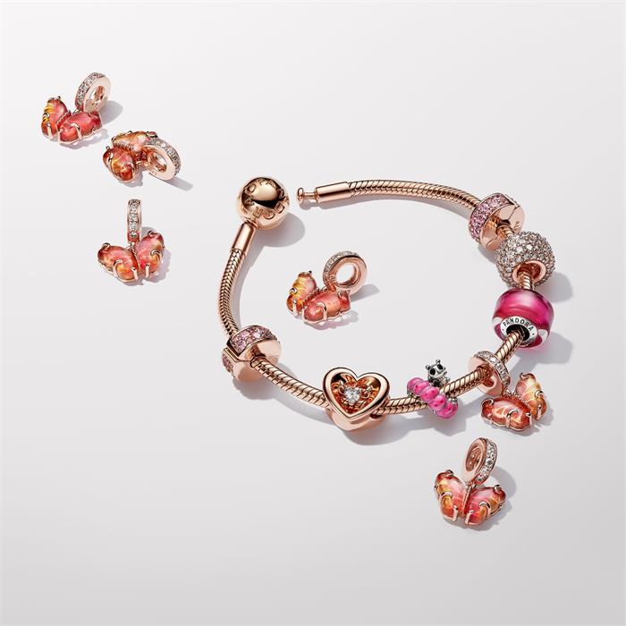 Charm Colgante Pandora Mariposa Cristal Murano Rosa y Amarillo 782698C01