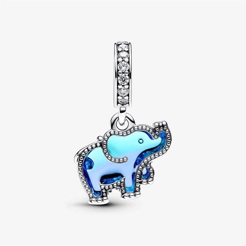 Charm Colgante Pandora Elefante Cristal Murano Azul 793339C01