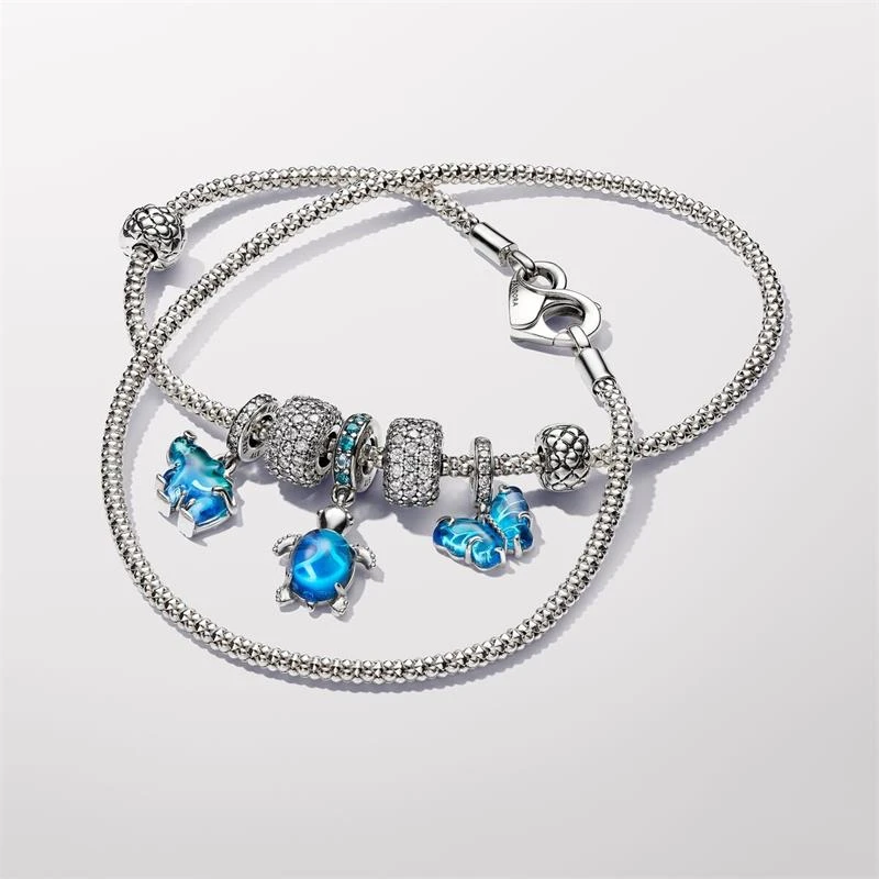 Charm Colgante Pandora Elefante Cristal Murano Azul 793339C01