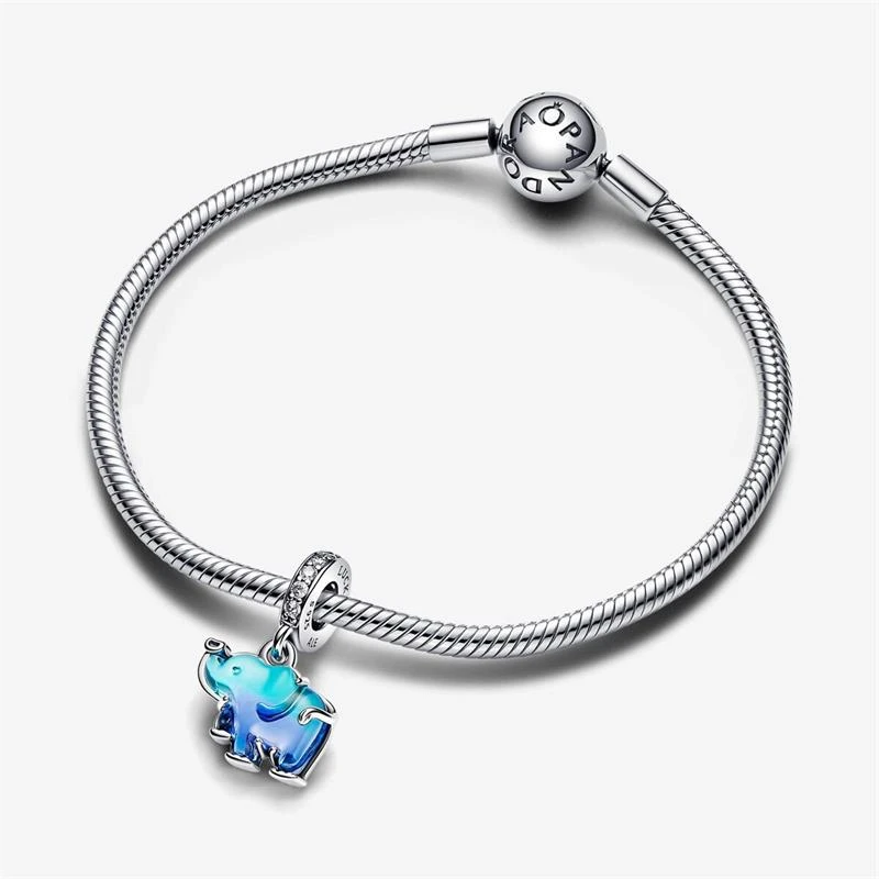 Charm Colgante Pandora Elefante Cristal Murano Azul 793339C01