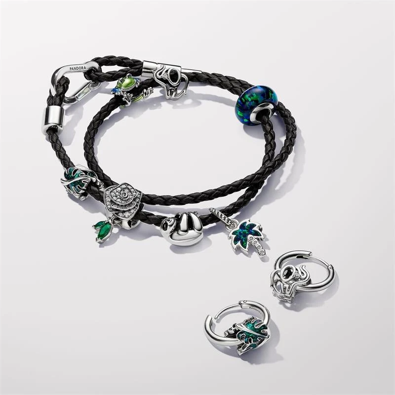 Frog sterling silver charm with transparent blue and green enamel