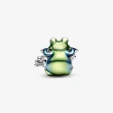 Frog sterling silver charm with transparent blue and green enamel
